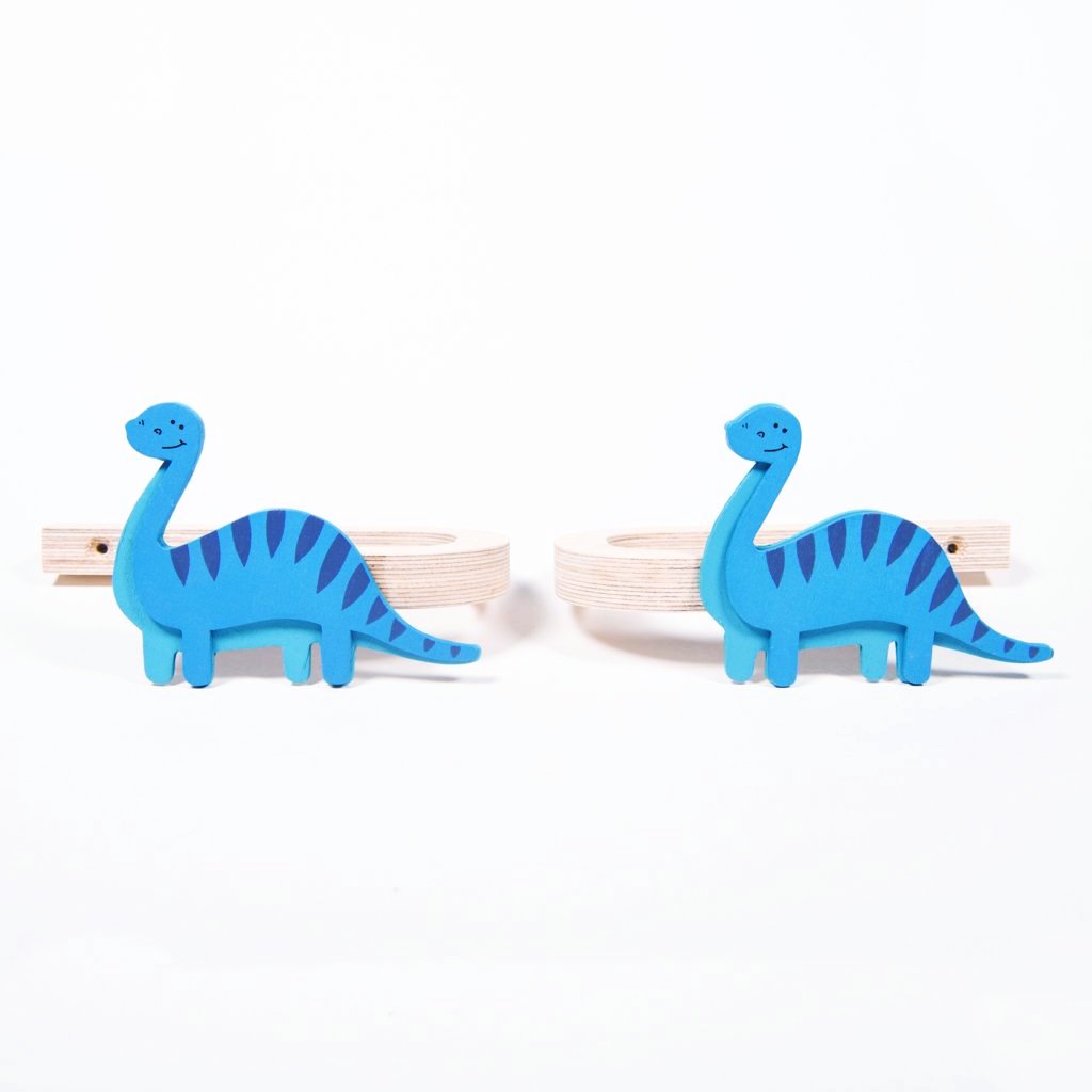 childrens wooden brontosaurus dinosaur curtain tie backs