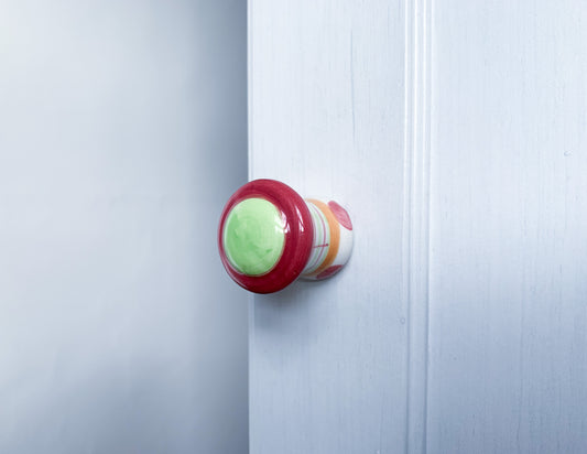 Pink & Green Ceramic Door / Drawer Knob