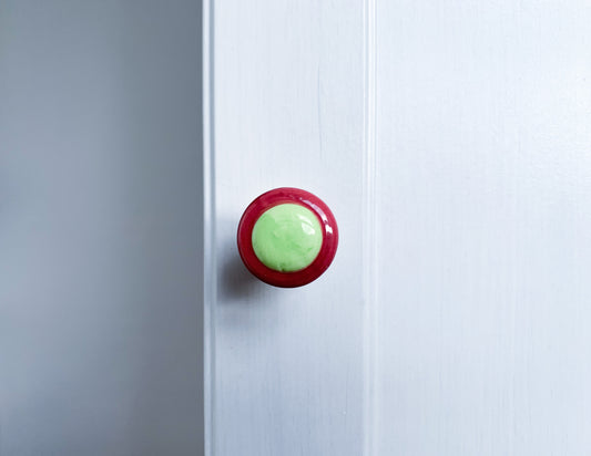 Pink & Green Ceramic Door / Drawer Knob