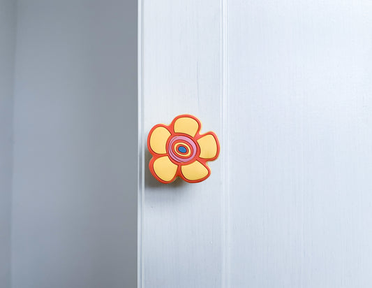 Yellow Crazy Daisy Door / Drawer Knob
