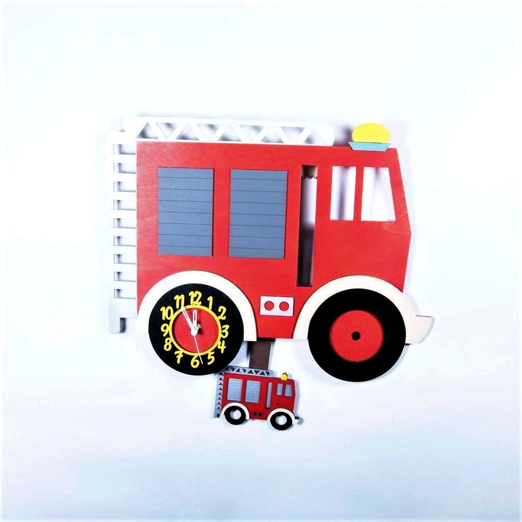 children's fire engine pendulum wall clock