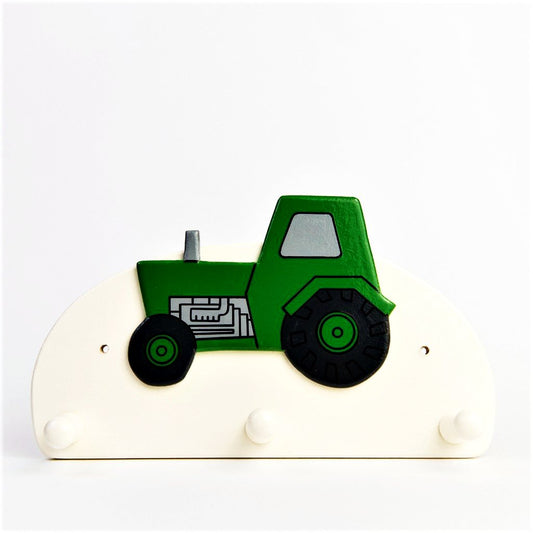 children's green tractor coat wall hook