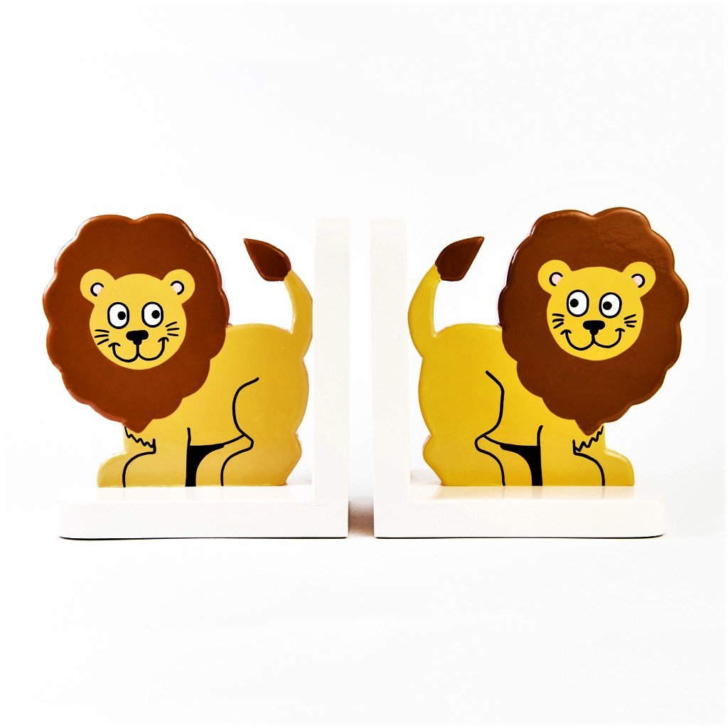 children's wooden lion bookends