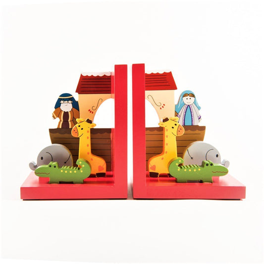 children's  wooden noah's ark bookends