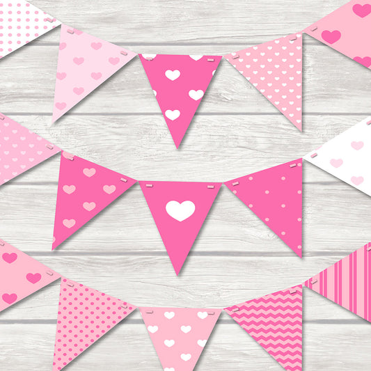 childrens Pretty pink hearts bunting
