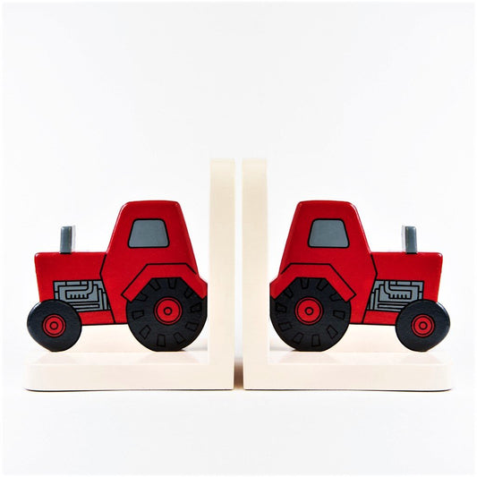 children's wooden red tractor bookends