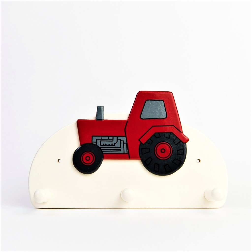 children's red tractor triple coat wall hook