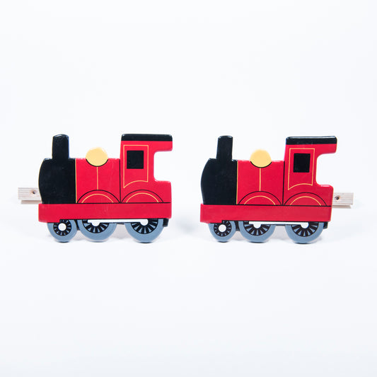 childrens wooden red train curtain tie backs