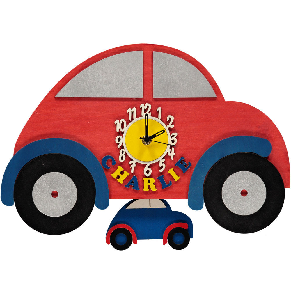 childrens red car pendulum clock