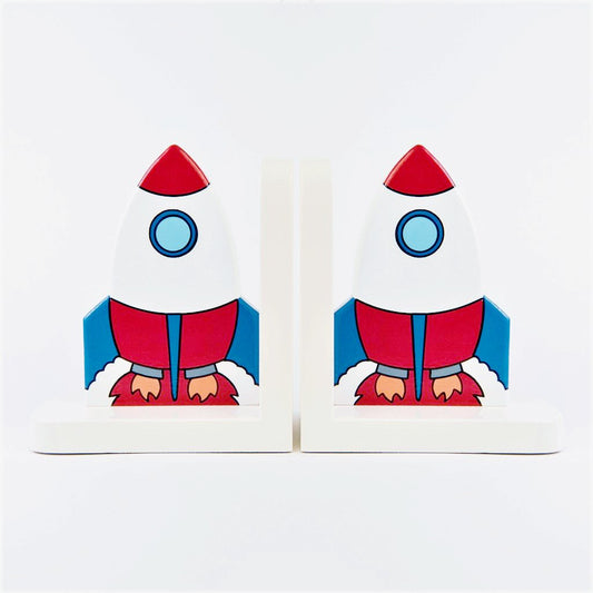 children's wooden rocket bookends