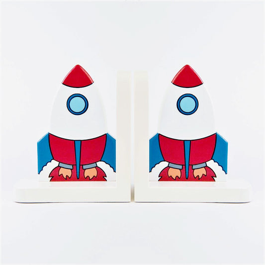 children's wooden rocket bookends