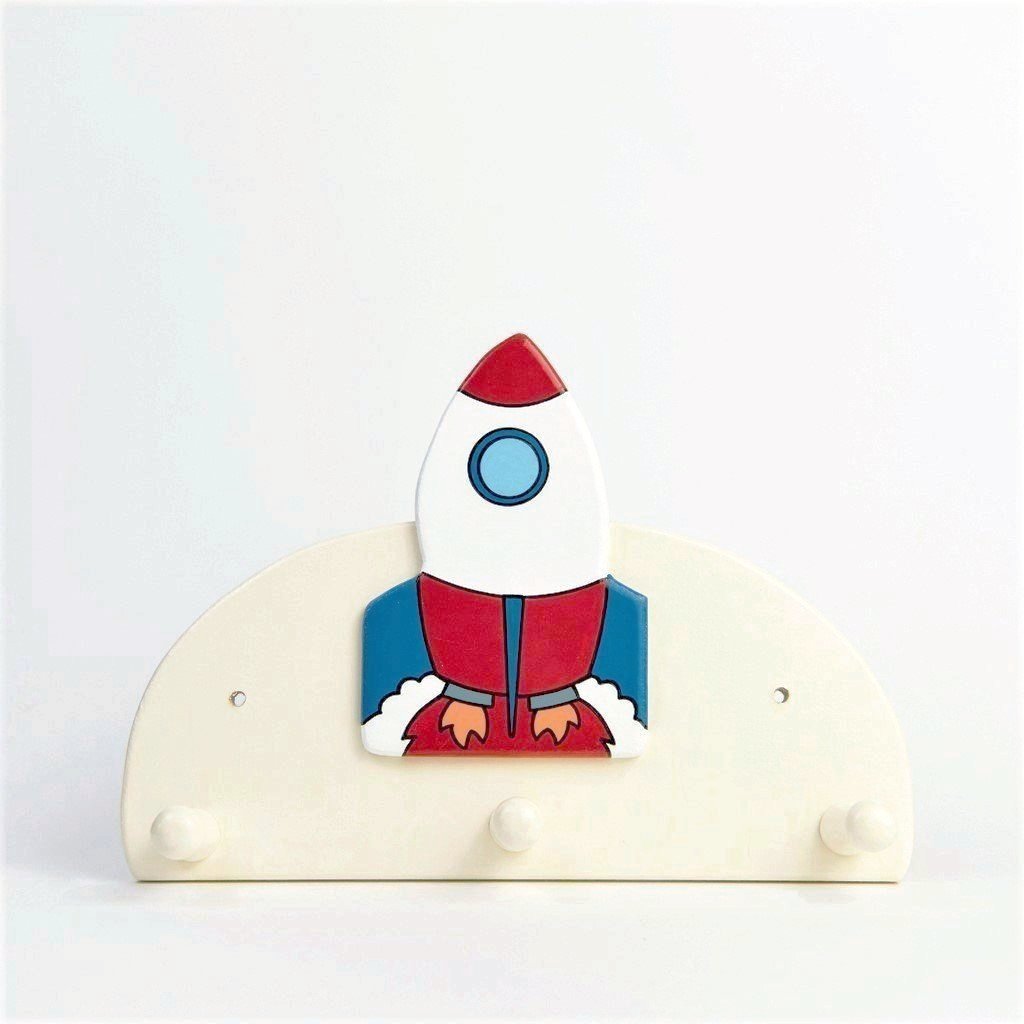 children's rocket triple coat wall hook