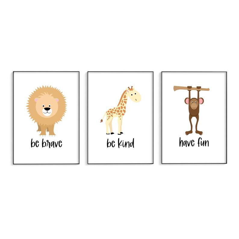 Set of 3 Safari Animal Prints