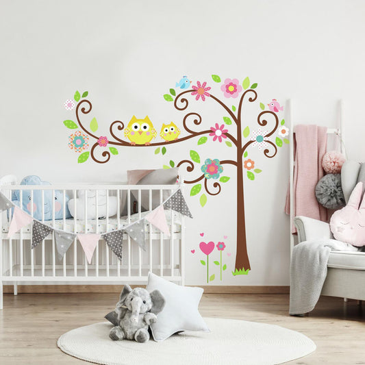 children's scroll tree wall stickers