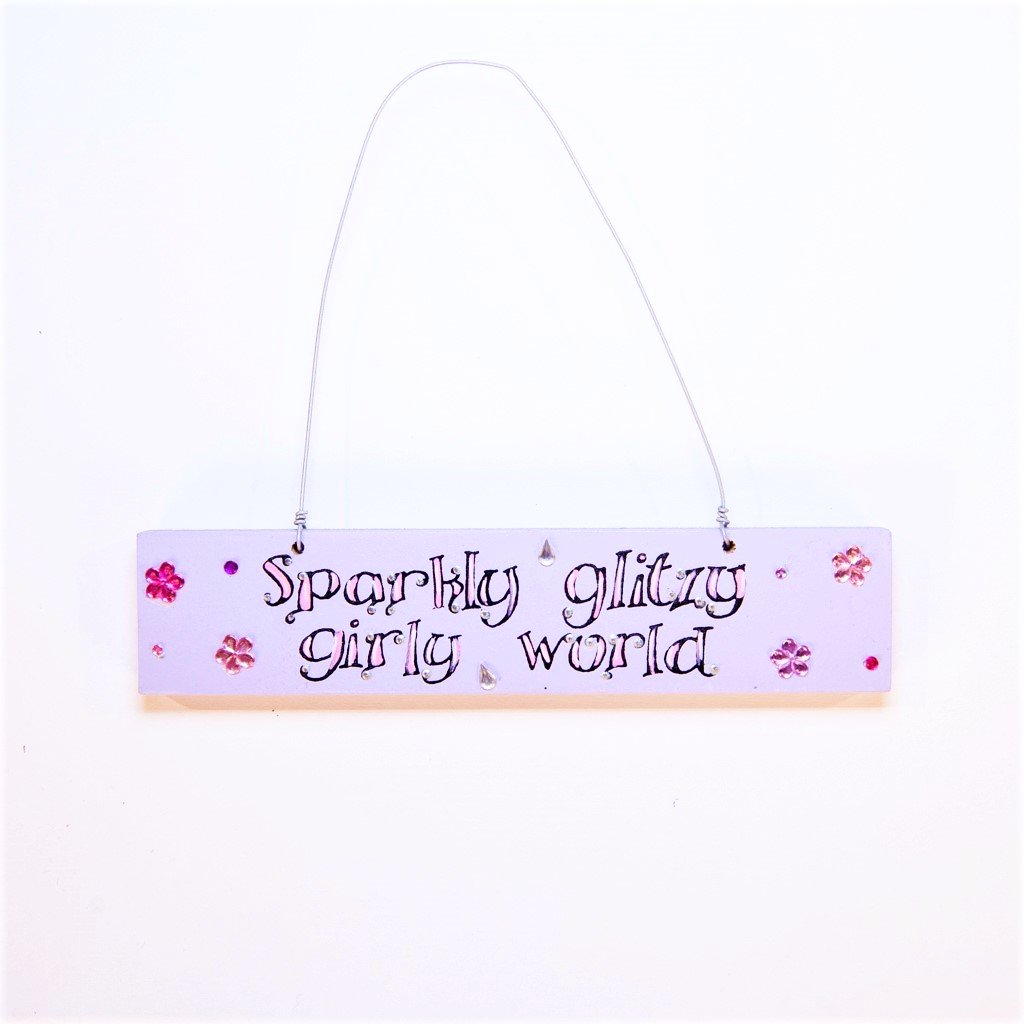 girls sparkly glitzy girly world door plaque