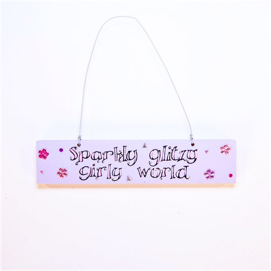 girls sparkly glitzy girly world door plaque