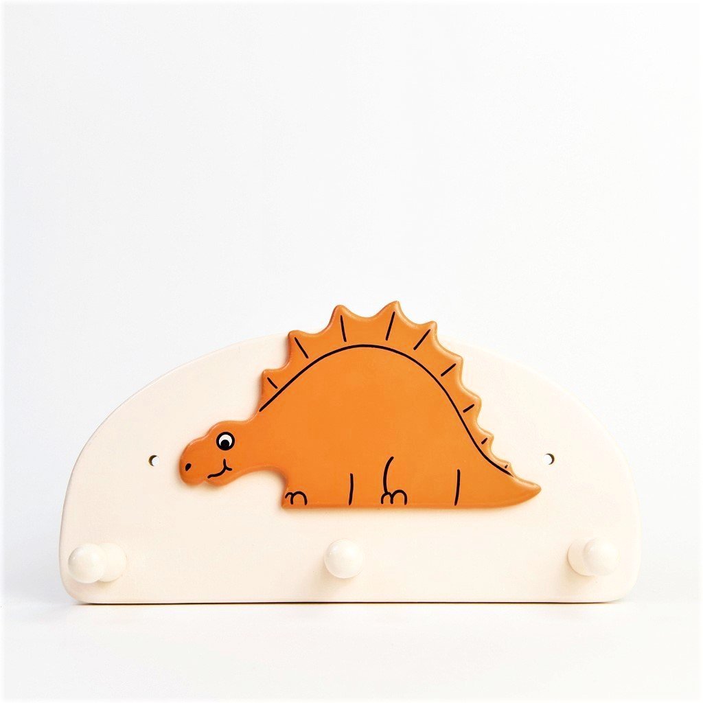 children's stegosaurus dinosaur triple coat wall hook