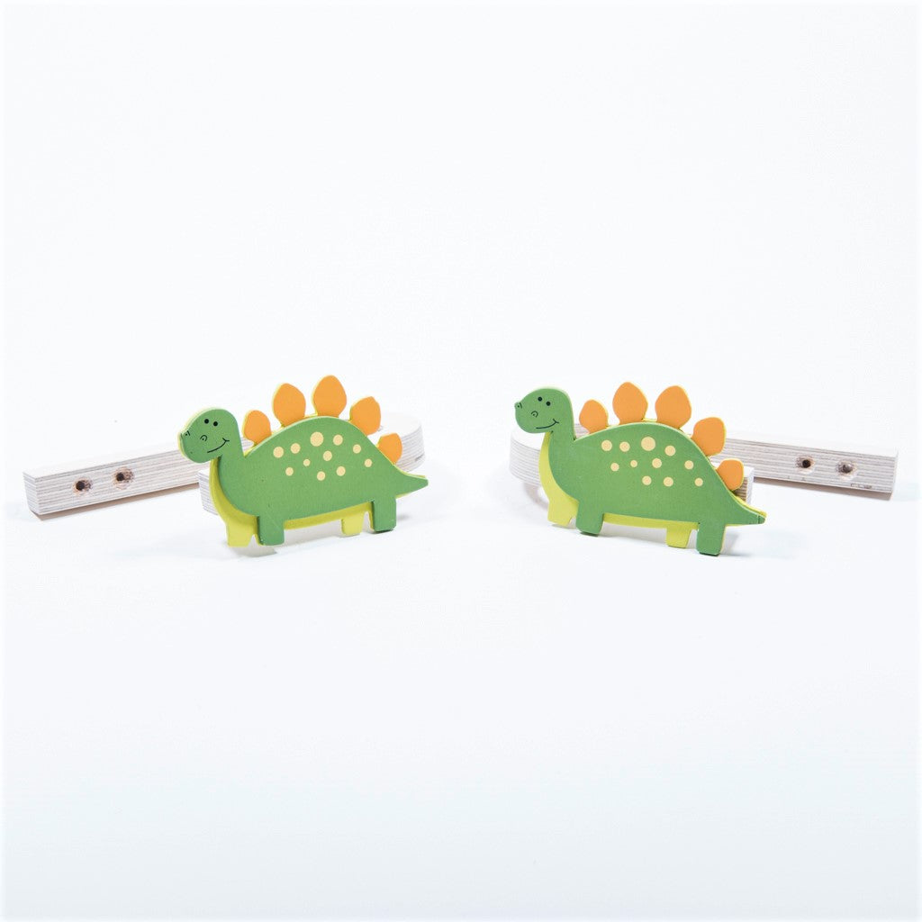 childrens wooden stegosaurus curtain tie backs
