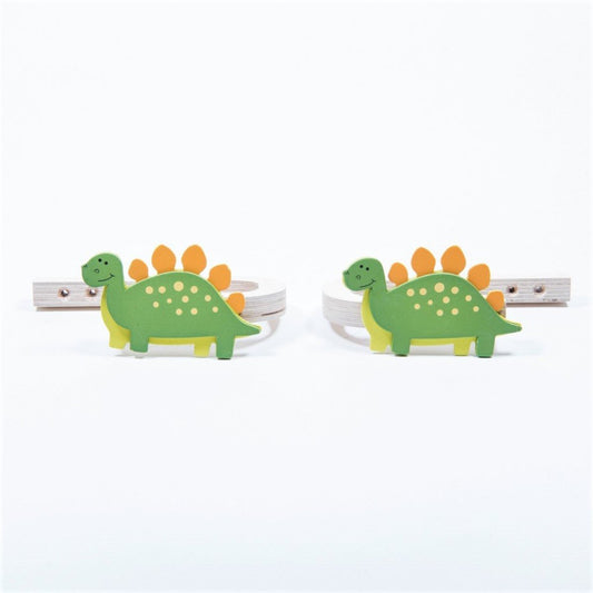 childrens wooden stegosaurus curtain tie backs