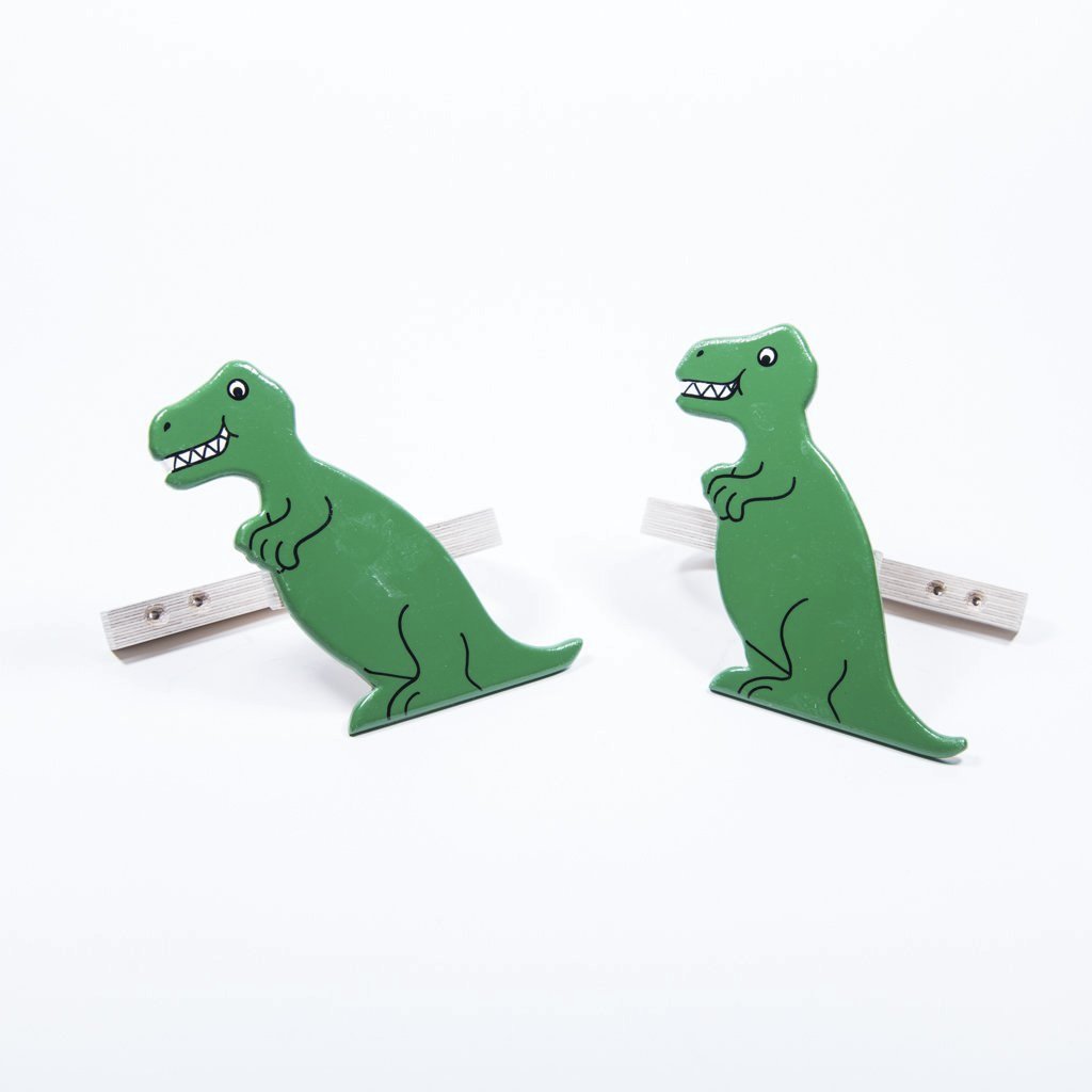 childrens wooden dinosaur t-rex bookends