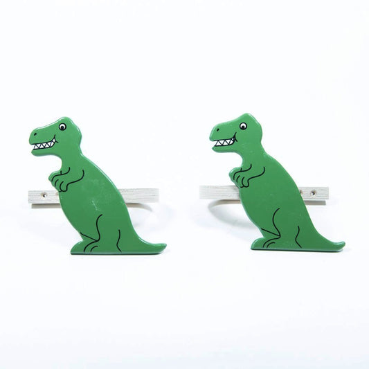 childrens wooden dinosaur t-rex bookends