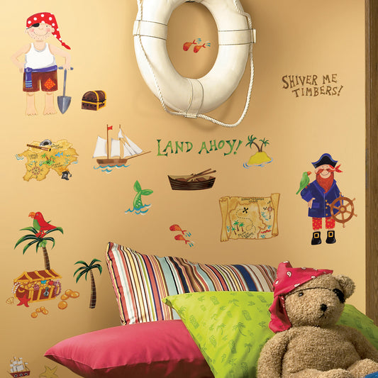 children's pirate and treasure island wall stickers