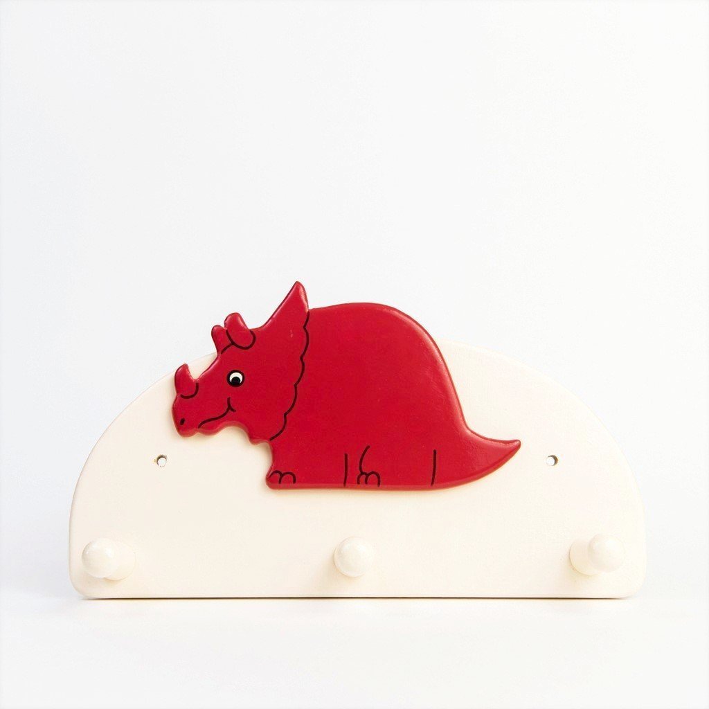 children's dinosaur triceratops triple coat wall hook