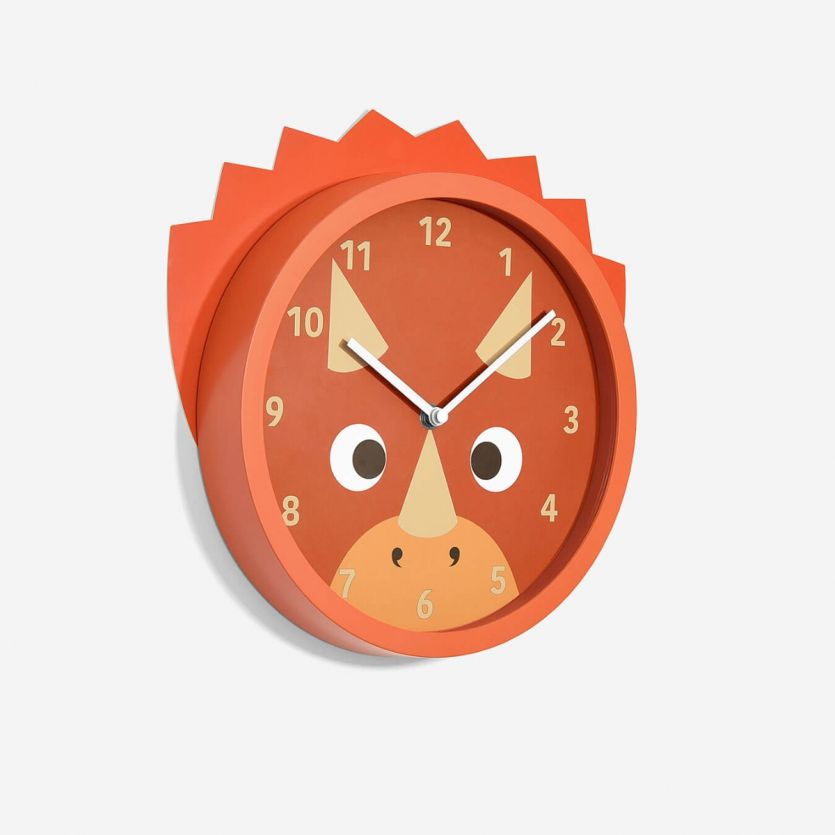 childrens triceratops dinosaur wall clock