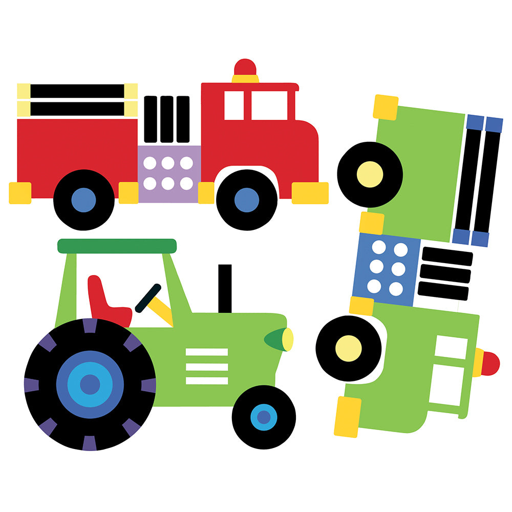 boys trains, trucks and planes wall stickers