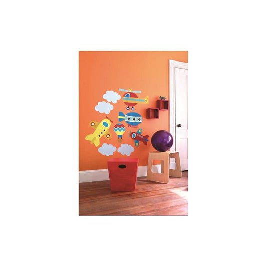 up up and away aeroplane and hot air balloon wall stickers