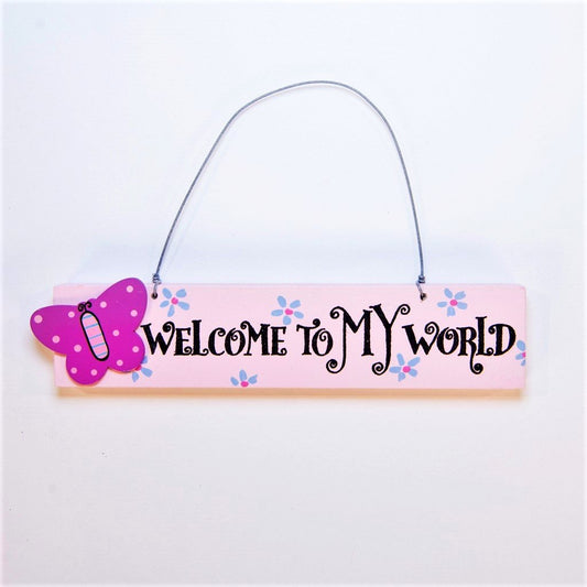 girls welcome to my work butterfly door plaque