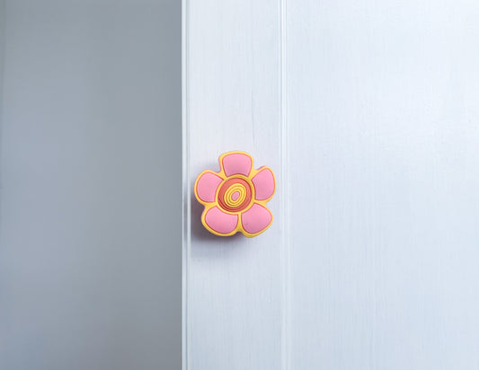 Pink Crazy Daisy Door / Drawer Knob