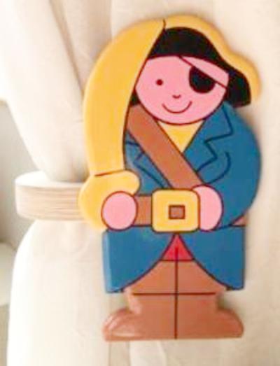  childrens wooden pirate curtain tie backs