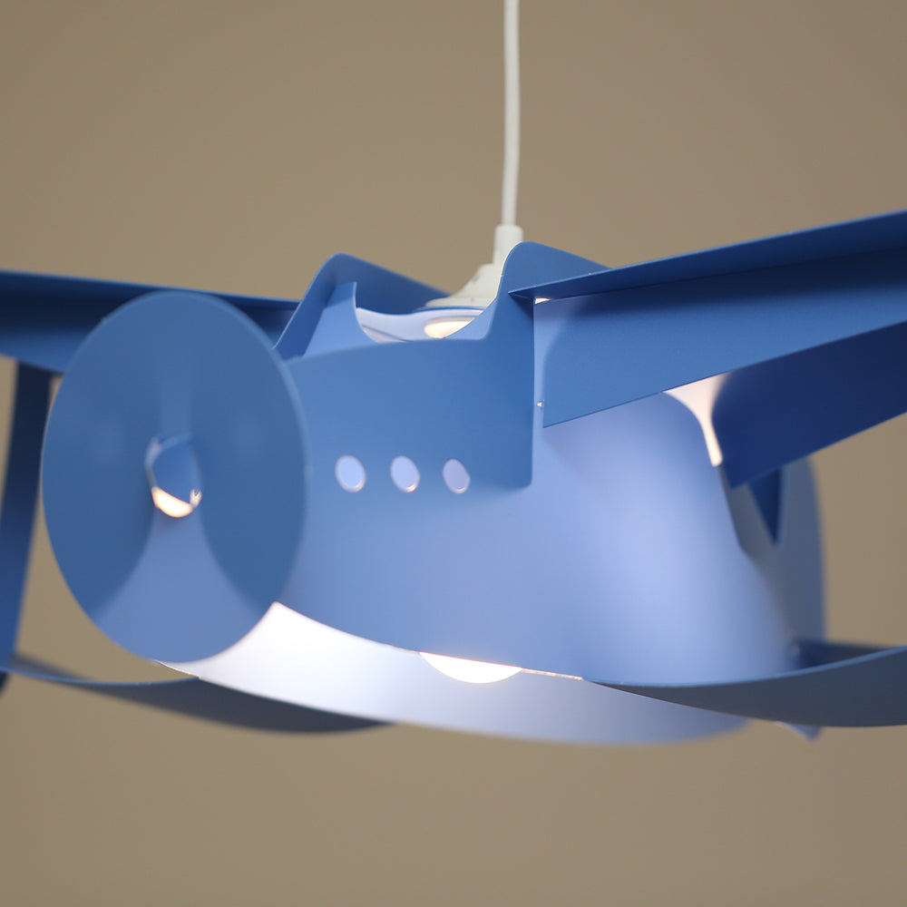 childrens blue aeroplane pendant ceiling lamp
