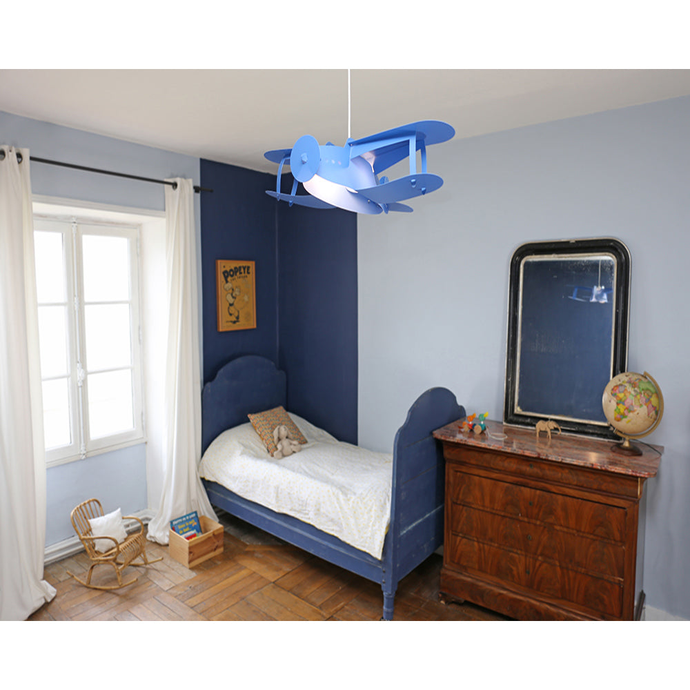 childrens blue aeroplane pendant ceiling lamp