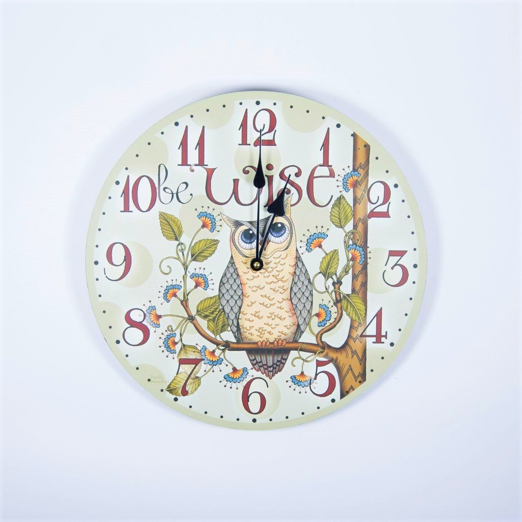 children's wise old owl wall clock
