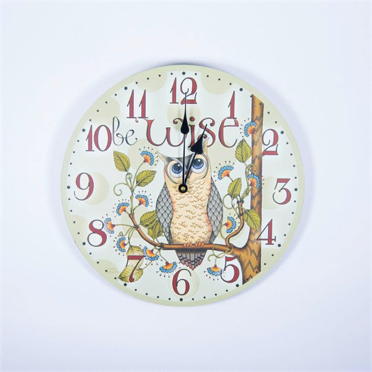 children's wise old owl wall clock