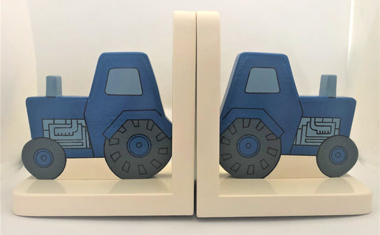childrens blue tractor bookends