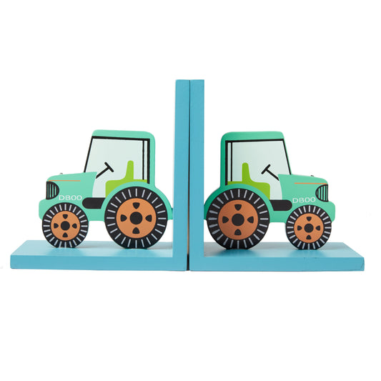 childrens green tractor bookends