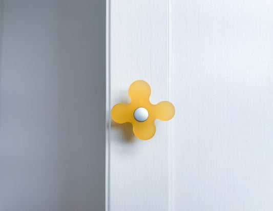 Yellow Funky Flower Door / Drawer Knob