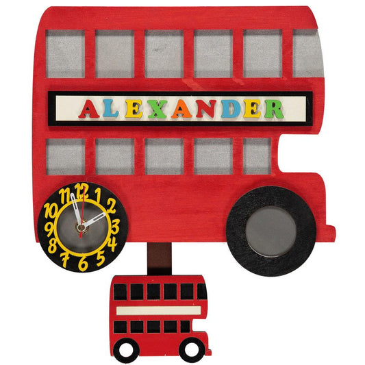 childrens london red bus pendulum clock