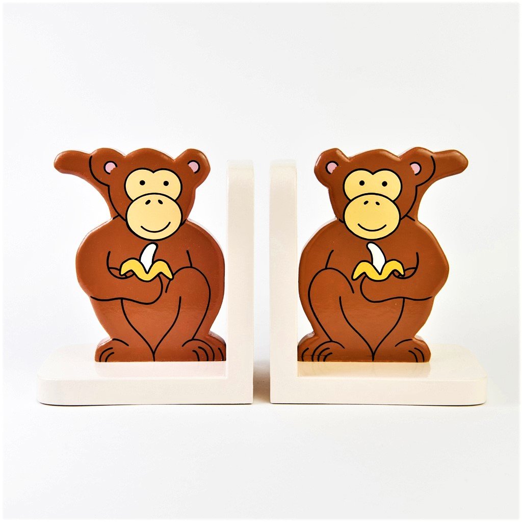 children's wooden monkey bookends