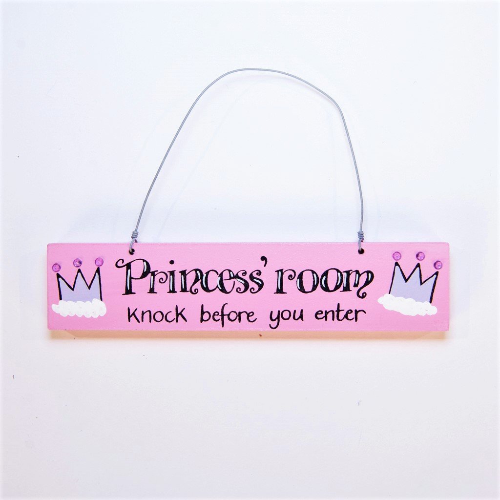 children's pink princess room door plaque