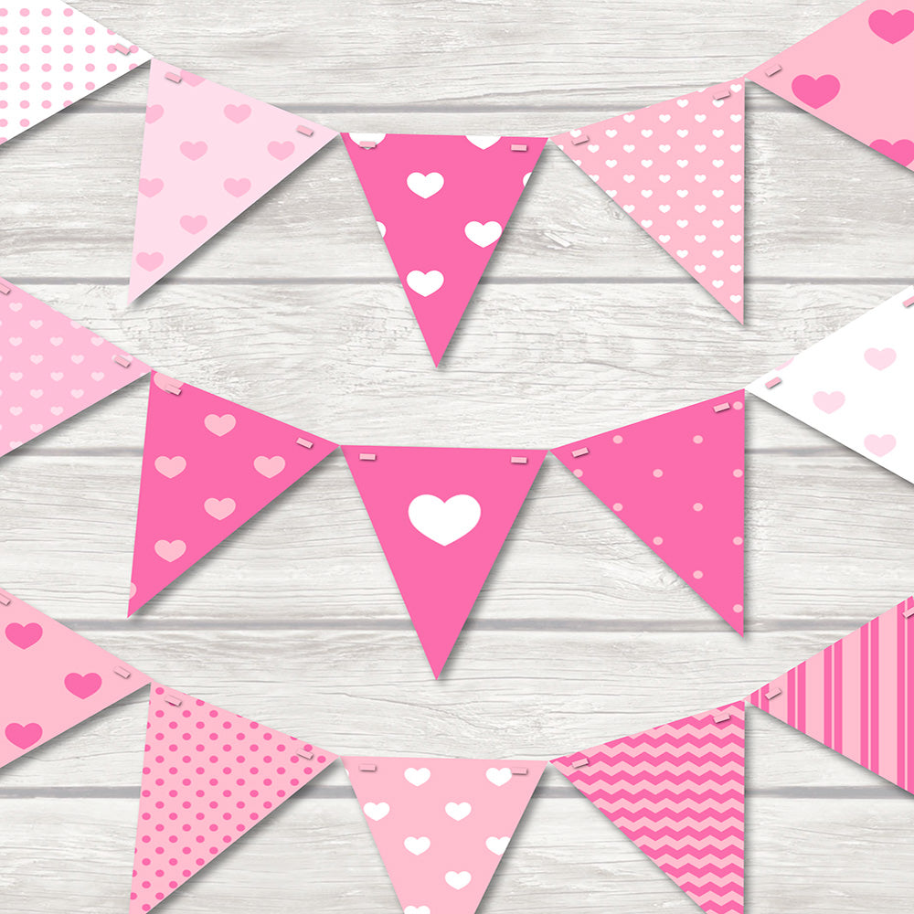 childrens Pretty pink hearts bunting 