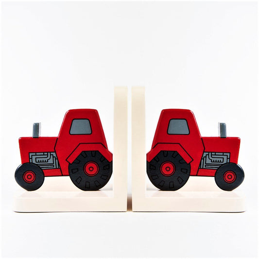 children's wooden red tractor bookends