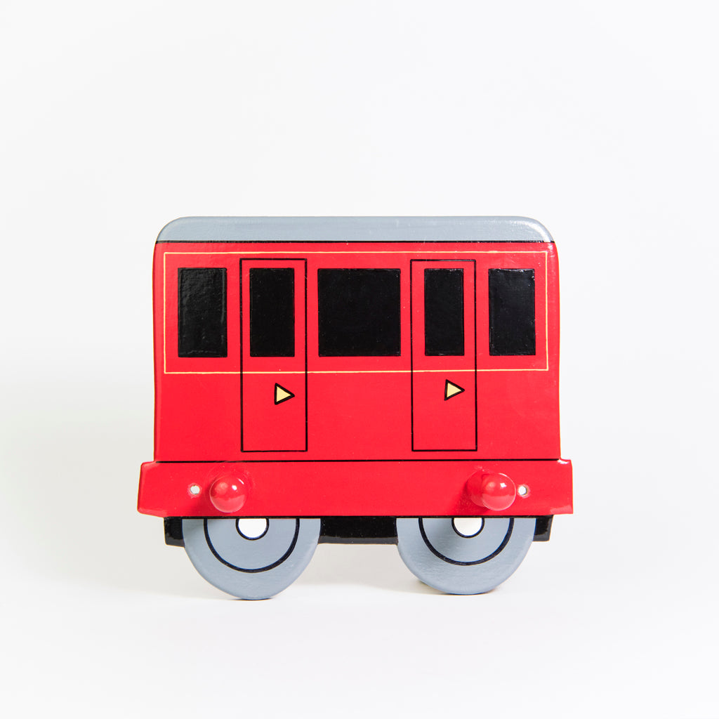 children's red train and coach coat wall hooks