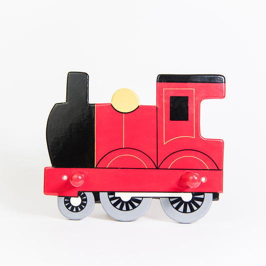 children's red train and coach coat wall hooks