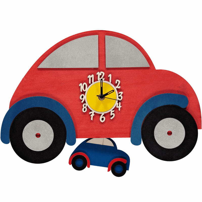 childrens red car pendulum clock