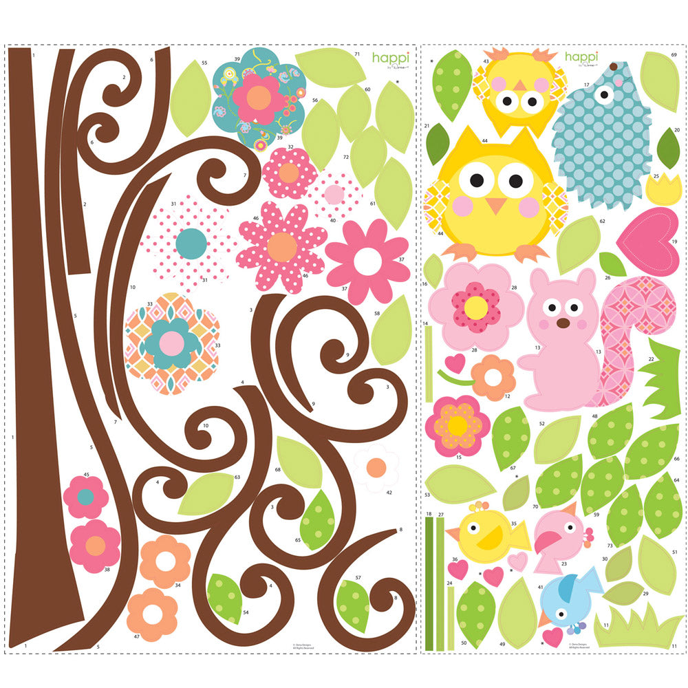 children's scroll tree wall stickers