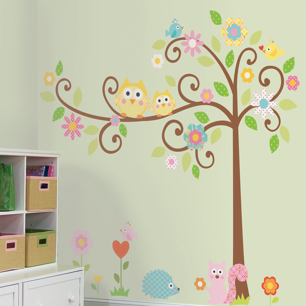 children's scroll tree wall stickers